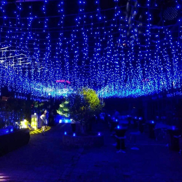 Cortina icicle led azul