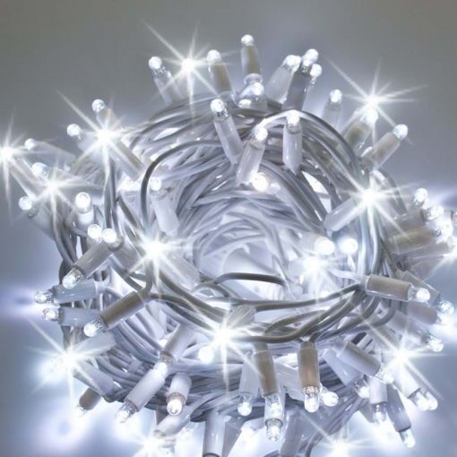 Guirnalda led luz blanca cable blanco y destellos