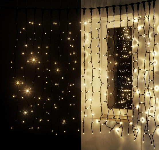 cortina led dorado Cortina luces destellos