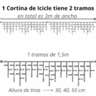 Icicle en 2 tiras altura 30, 40, 50 cm