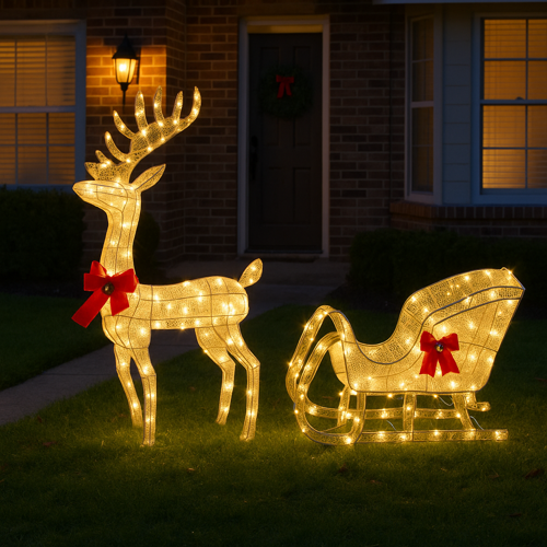 figura navidad reno con trineo figura navidad reno con trineo