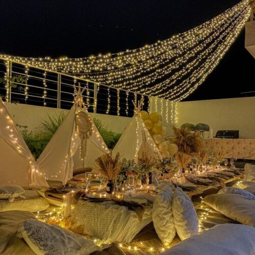 guirnalda solar cable blanco