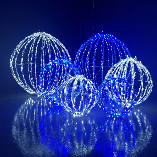 esfera 3d plegable bola led navideña 12048 azul y blanco frio topluz