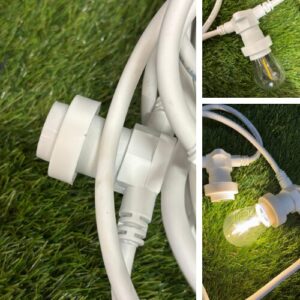 Guirnalda casquillos E27 sin bombillas topluz, cable blanco